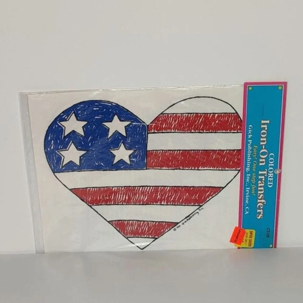 Gick Publishing Americana Patriotic Flag Heart Shaped Iron‎ On Transfer
